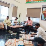 BJYM Faridabad signed up and handed over membership books to District President Gopal Sharma