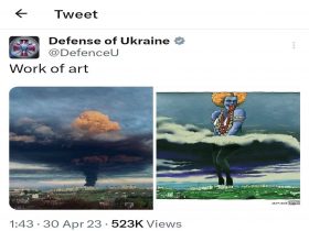 यूक्रेनी हमले से उठे गुबार पर लगाई काली की तस्वीर, यूक्रेन की डिफेंस मिनिस्ट्री ने किया ट्वीट