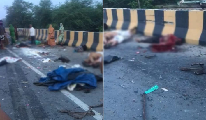 सड़क किनारे खड़ी थी बस , ट्रक ने पीछे से टक्कर मारी और लोगों को कुचलता चला गया, 12 की मौत