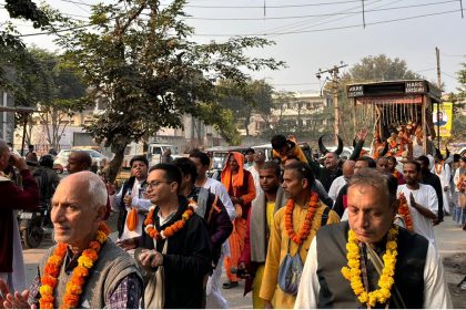 इस्कॉन फ़रीदाबाद ने अयोध्या की ओर जाने वाली पदयात्रा का बहुत ही हर्षोल्लास से स्वागत किया