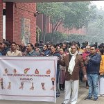 फैकल्टी एसोसिएशन ने विश्वविद्यालय मैनेजमेंट के खिलाफ जे.सी.बोस यूनिवर्सिटी ऑफ साइंस एंड टेक्नोलॉजी, फरीदाबाद में अनिश्चितकालीन धरना दिया।