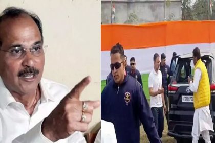 कटिहार में राहुल की गाड़ी पर चढ़े कांग्रेसी, टूटा शीशा, अधीर रंजन चौधरी बोले- पीछे से किसी ने पत्थर मारा होगा