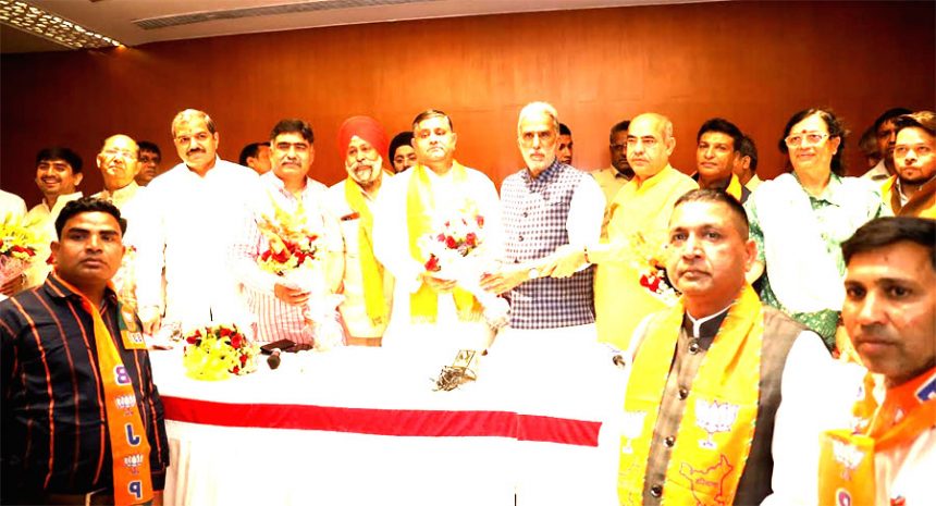 Aam Aadmi Party's National Executive Member Dharamveer Bhadana joined BJP in the presence of Union Minister of State Krishnapal Gurjar and BJP leaders.