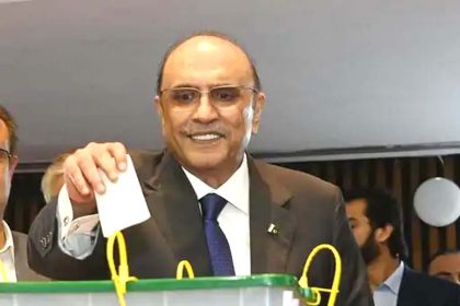 Asif Ali Zardari became the 14th President of Pakistan, defeated Imran's candidate by 230 votes.