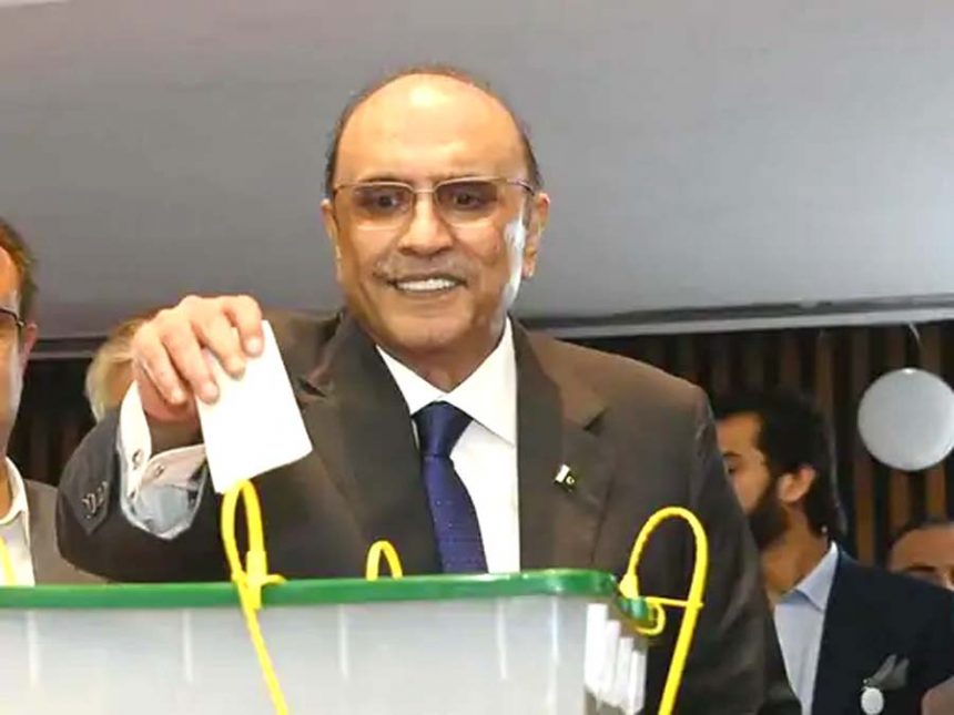 Asif Ali Zardari became the 14th President of Pakistan, defeated Imran's candidate by 230 votes.