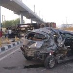 Canter overturns after colliding with car in Faridabad: Accident near Bata Metro Station
