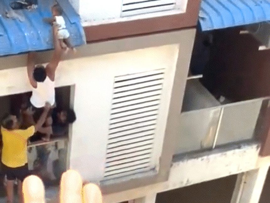 Do you remember the scene of saving a falling child: his mother committed suicide; the girl fell from her lap