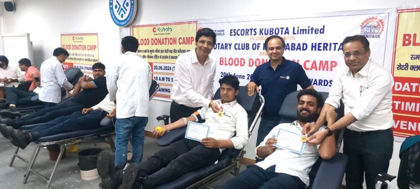 Escort Kubota Company and Rotary Club of Faridabad made huge blood donation.