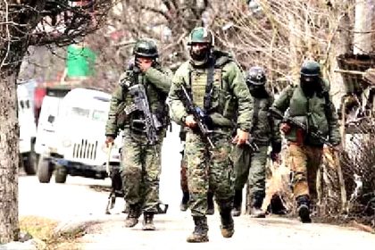 Encounter continues between security forces and terrorists at two places in Kashmir's Kulgam.