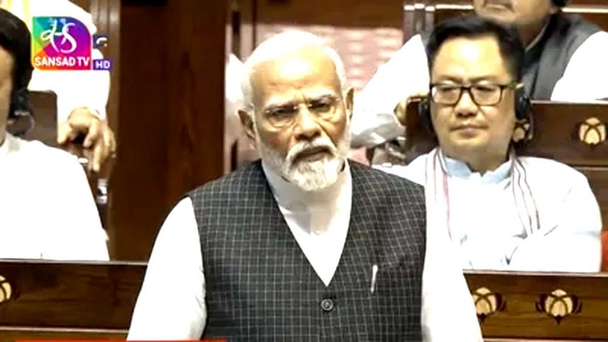 PM Modi's speech in Rajya Sabha, opposition's walkout