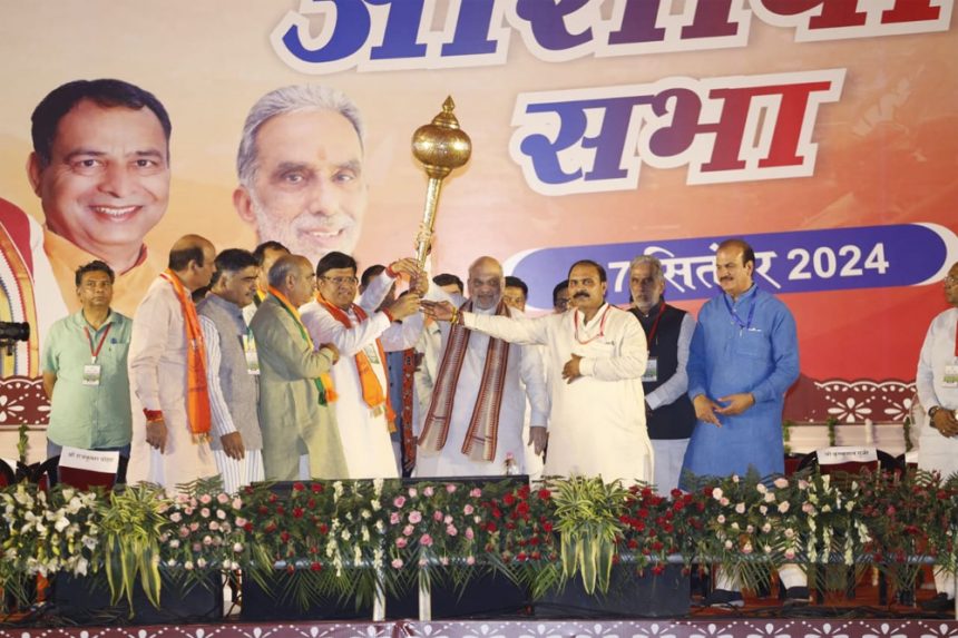 Crowd gathered in Amit Shah's Jan Ashirwad rally