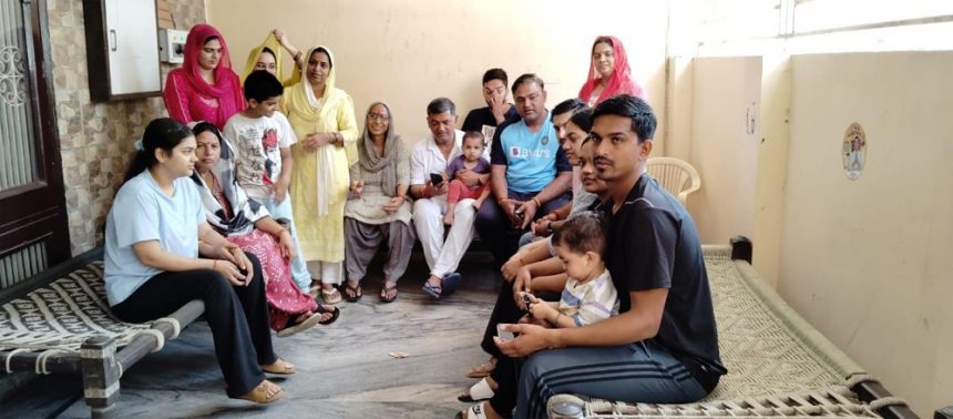 BJP candidate Satish Fagna spends time with family