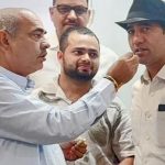 MLA Mulchand Sharma honors international shooters Singhraj Adhana and Manish Narwal on Haryana Day