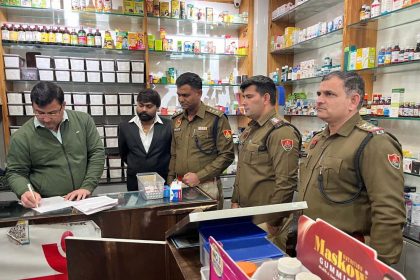 Checking was done at medical stores under the drug-free campaign run by Haryana Police.