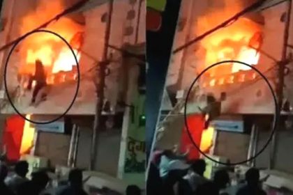 Delhi- House caught fire, 6 people jumped from second floor