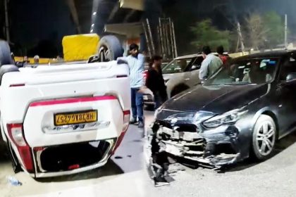 BMW and WagonR collide fiercely, car overturns after travelling 20 meters