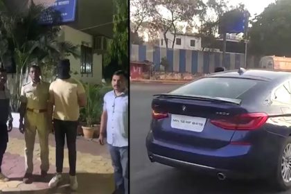 A young man riding a BMW urinated in the middle of the road, arrested