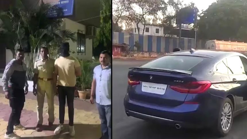 A young man riding a BMW urinated in the middle of the road, arrested