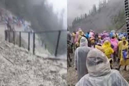 Woman dies in landslide on Amarnath route, Yatra halted