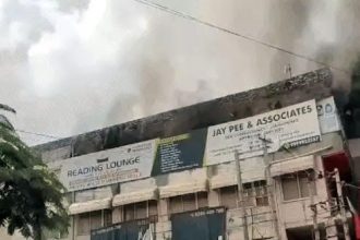 Fire broke out in the library, books and laptops burnt