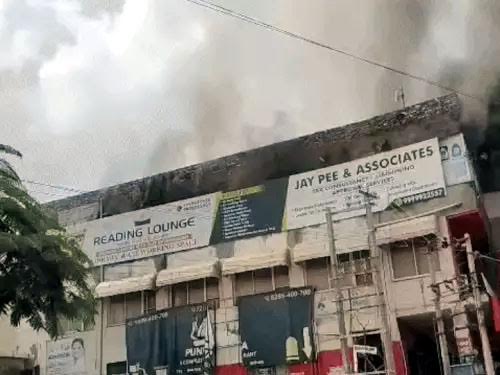 Fire broke out in the library, books and laptops burnt