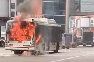 Bus catches fire at Delhi airport's Terminal 3