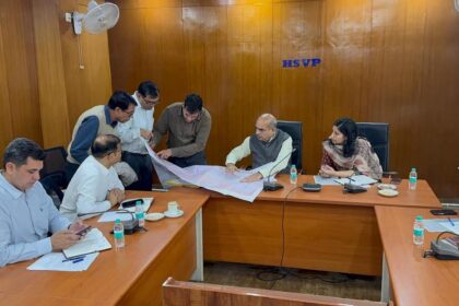 Former Cabinet Minister Moolchand Sharma reviewed the development works with HSVP and corporation officials.