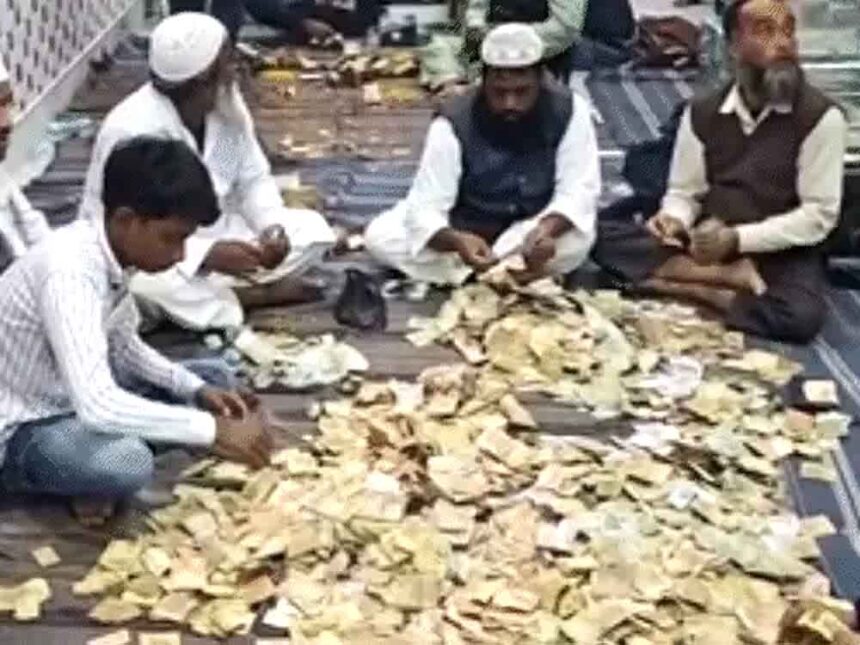 11 boxes of donations received for a mosque like the Babri Masjid: A note-counting machine was called in.