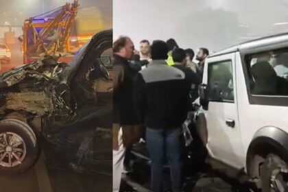 On the Delhi-Mathura National Highway, a drunk Scorpio driver completely wrecked a Mercedes and a Thar, leaving one person injured.