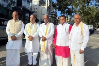Union Minister Krishan Pal Gurjar, along with MLAs, offered prayers at the Venkateswara temple.