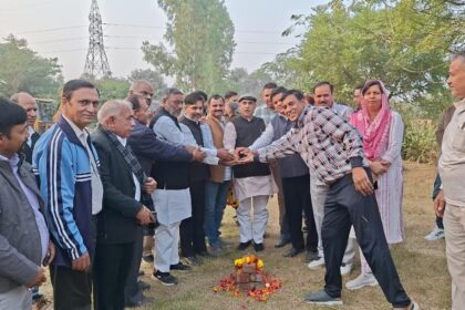 MLA Moolchand Sharma laid the foundation stone for the RMC road to be constructed in Sector-3 at a cost of Rs 25 lakh.