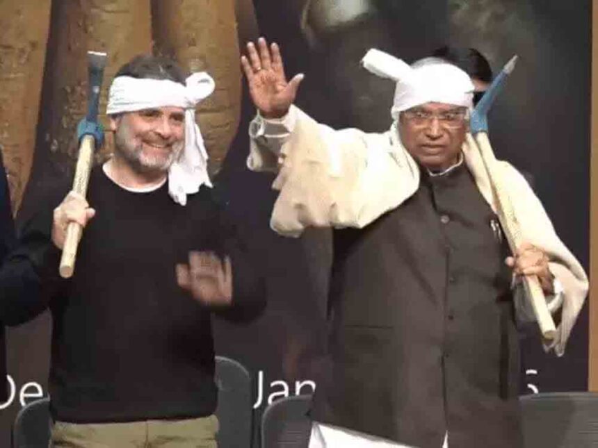 Rahul tied a cloth around his head and placed a hoe on his shoulder.