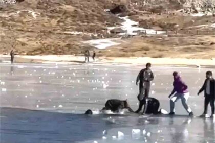 Two young men drowned after slipping on a frozen lake in Arunachal Pradesh; their bodies have been recovered. Both were from Kerala.