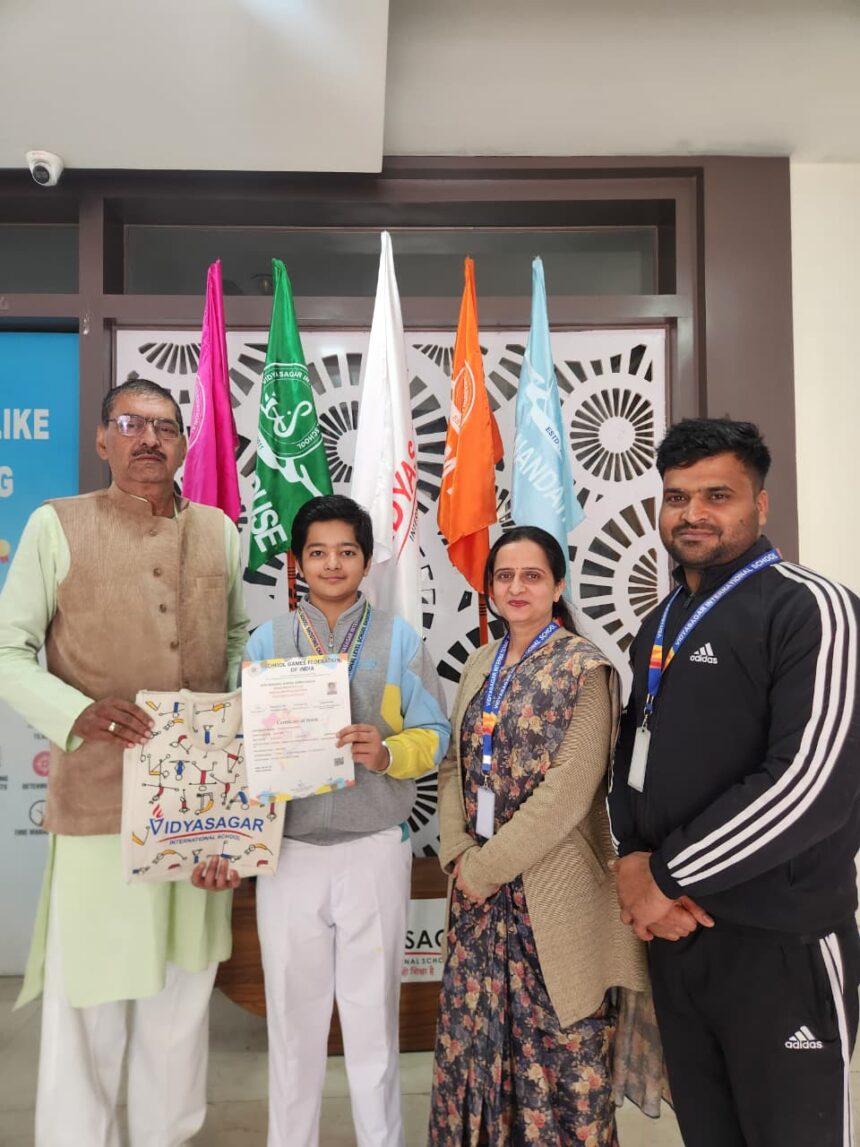 Proud performance of Kushagra Sharma of Vidyasagar International School in the 69th National School Games held in Bhopal