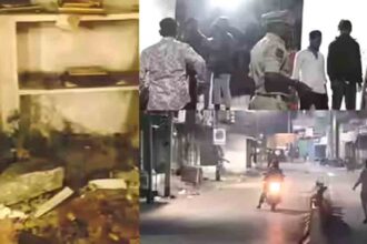 Temple vandalized in Hyderabad, two policemen injured in stone-pelting.