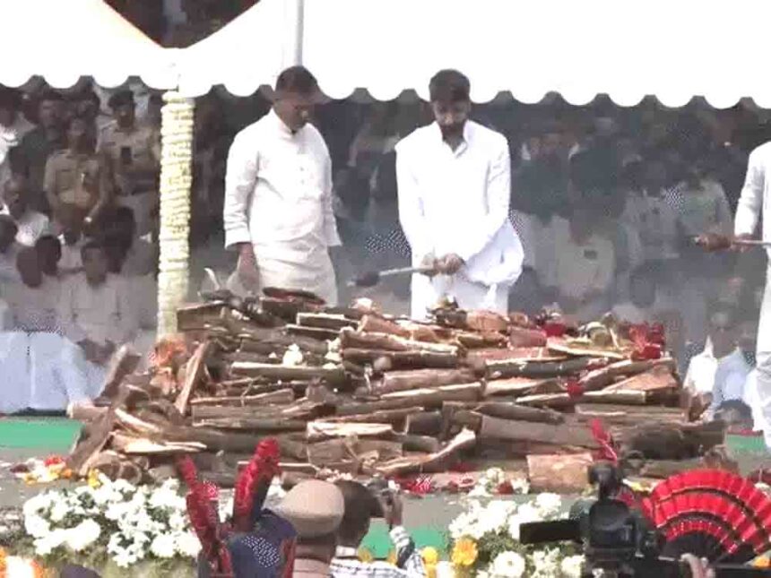 Ajit Pawar's last rites, wife offers Ganga water, sons perform last rites