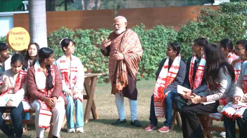 Exam Pe Charcha - PM makes children wear Assamese gamchhas