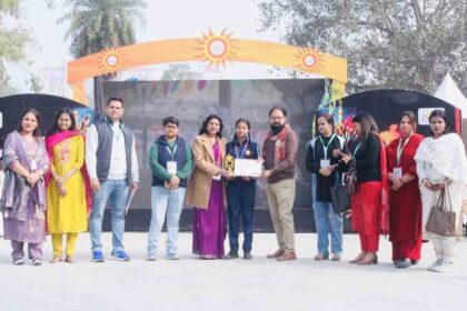 School students are also showcasing their talent at the Surajkund International Crafts Festival.