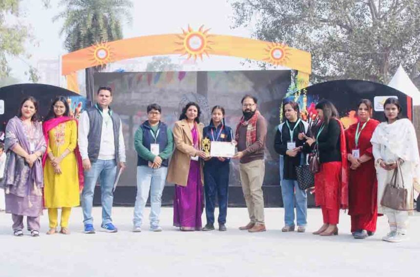 School students are also showcasing their talent at the Surajkund International Crafts Festival.