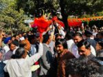 Minister Rajesh Nagar's birthday celebrated with great enthusiasm, flower shower from helicopter