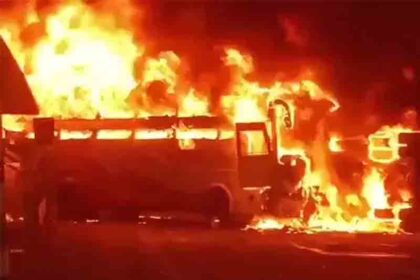 Andhra Pradesh: Bus catches fire after colliding with dumper, 13 burnt alive, 22 injured