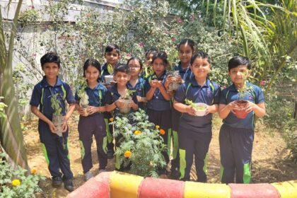 Earth Day was celebrated at KCM Public School, Banchari; students shared the message of environmental protection.