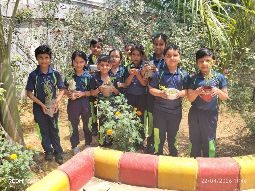 Earth Day was celebrated at KCM Public School, Banchari; students shared the message of environmental protection.